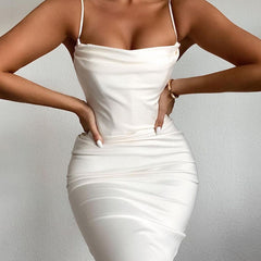 Trägerloses, ärmelloses, schlichtes, knielanges Bodycon-Kleid