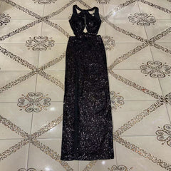 Ärmelloses Maxikleid mit Rundhalsausschnitt und Cut-outs, figurbetont, HT2694