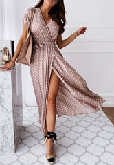 Gepunktetes Wickelkleid | S-2XL