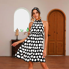 Neckholder-Kleid mit offenem Rücken und Polka-Dots 