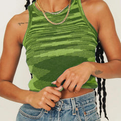 Crop-Top mit hohem Kragen und Kontrastausschnitt