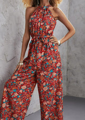 Jumpsuit mit Blumenmuster und Neckholder-Ausschnitt