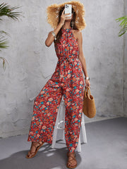 Jumpsuit mit Blumenmuster und Neckholder-Ausschnitt