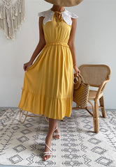 Kleid mit Schleifenkragen und Muschelspitze
