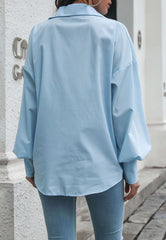 Poloshirt mit einfarbigen Bischofsärmeln 