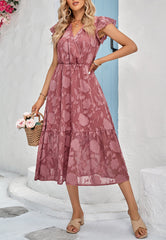 Kleid mit Blumenmuster und flatternden Ärmeln