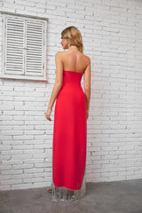 Alayna Schulterfreies Fransen-Maxikleid mit Bandagenrand