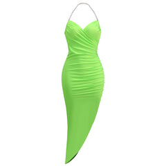 Neckholder-ärmelloses, figurbetontes Maxikleid mit Faltenwurf KLYF525