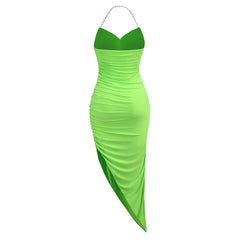 Neckholder-ärmelloses, figurbetontes Maxikleid mit Faltenwurf KLYF525