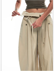 Weit geschnittene Paperbag-Hose