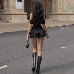 Minikleid mit Bandeau-Top und Rüschen