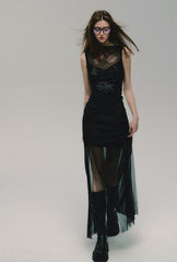 Elegantes Maxikleid mit Mesh-Einsatz