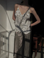 Paillettenbesetztes, transparentes Überkleid