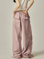 Rosa Cargohose mit weitem Bein