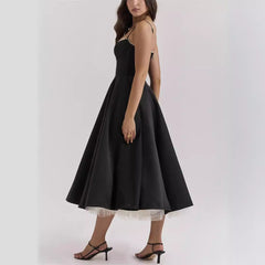 Trägerkleid mit V-Ausschnitt, ärmellos, Tutu, langer Rock
