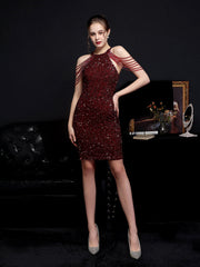 Kurzes, farbiges Perlen-Partykleid 