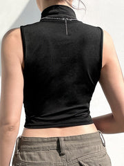 Ärmelloses Basic-Top mit Rollkragen von Black Rose 