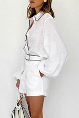 Sommeranzug mit langen Ärmeln aus Baumwolle und Leinen