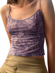 Ärmelloses, bedrucktes, rückenfreies, sexy Slim-Top mit Trägern
