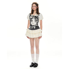 Anime-inspiriertes Polo- und Faltenrock-Set