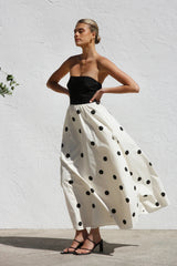 Wickelkleid mit Patchwork-Muster und Polka-Dots