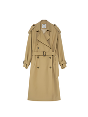 Khakifarbener, zweireihiger Trenchcoat