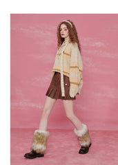 Rosa gestreifter Mohairpullover
