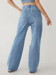 Hochtaillierte, schmal geschnittene Jeans 