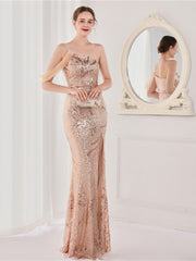 Paillettenlanges Party-Abendkleid 