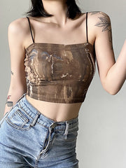 Einfarbiges, schmal geschnittenes, rückenfreies Trägertop im Street-Fashion-Stil 