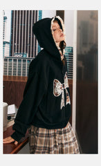 Oversize-Kapuzenpullover mit Spitzenschleife
