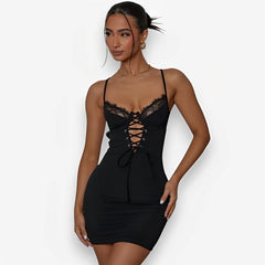 sexy Spitzenkleid mit hohlen Trägern
