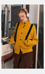 Gerippter Strick-Cardigan mit Knopfleiste