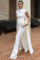 langer Cape-Top-Jumpsuit, schmal geschnitten
