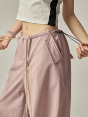 Rosa Cargohose mit weitem Bein
