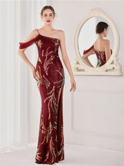 Paillettenlanges Party-Abendkleid 