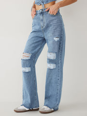 Hochtaillierte, schmal geschnittene Jeans 
