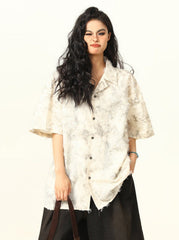Hemd mit offener Kante und Blumenmuster