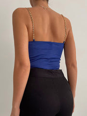 Sexy Slim Wrap Brust-V-Ausschnitt Trägertop in Unifarbe, Größe S 