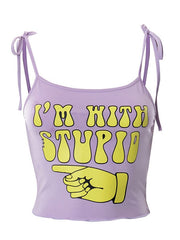 Ärmelloses Crop-Top mit einfarbigem Print 