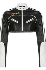 Kurze Motorradjacke aus PU-Leder