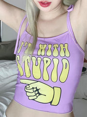 Ärmelloses Crop-Top mit einfarbigem Print 