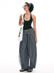 Weit geschnittene Paperbag-Hose