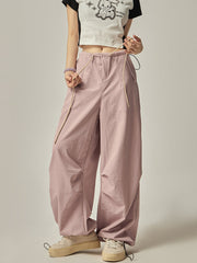 Rosa Cargohose mit weitem Bein