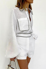 Sommeranzug mit langen Ärmeln aus Baumwolle und Leinen