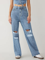 Hochtaillierte, schmal geschnittene Jeans 