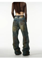 Used-Look-Jeans aus zerrissenem Denim