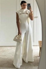 langer Cape-Top-Jumpsuit, schmal geschnitten