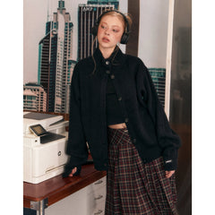 Gerippter Strick-Cardigan mit Knopfleiste