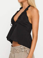 Tief ausgeschnittenes, rückenfreies Camisole mit Neckholder und freiem Bauchnabel
